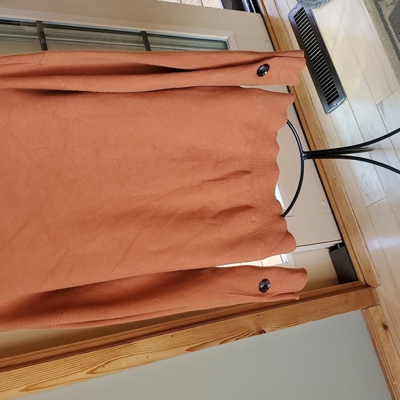 Ethyl Fall Spiced Pumpkin Orange Sz. L Sweater w Accent Button Slvs - Picture 3 of 12